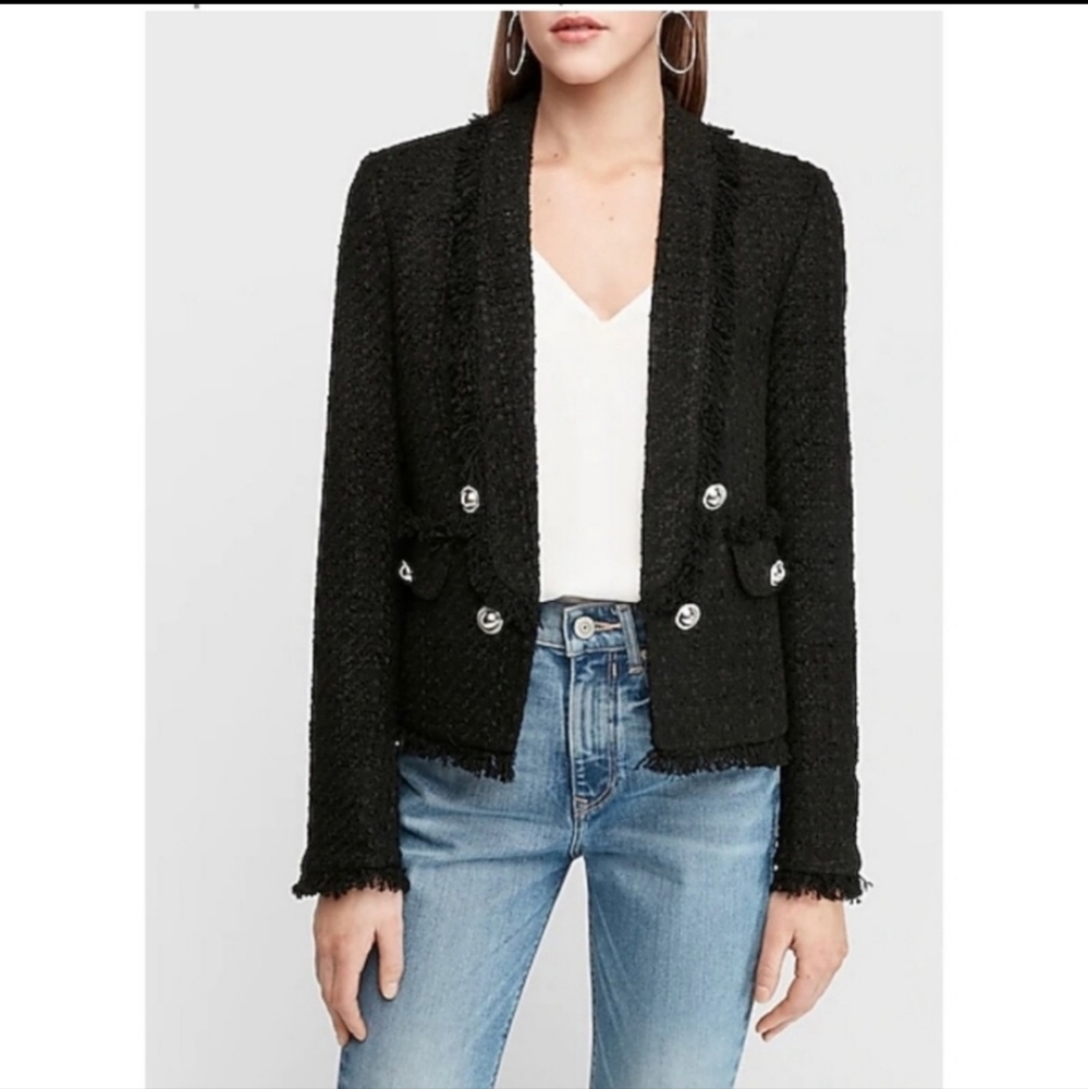 Express Button Front Boucle Blazer, Size XS